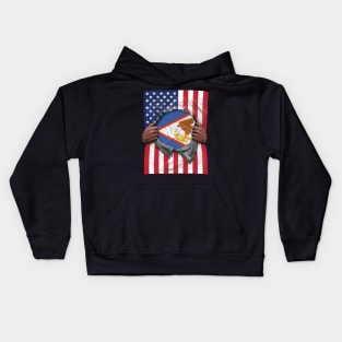 American Samoa Flag American Flag Ripped - Gift for American Samoan From American Samoa Kids Hoodie